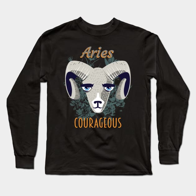 Aries sign of the zodiac Long Sleeve T-Shirt by Foxxy Merch